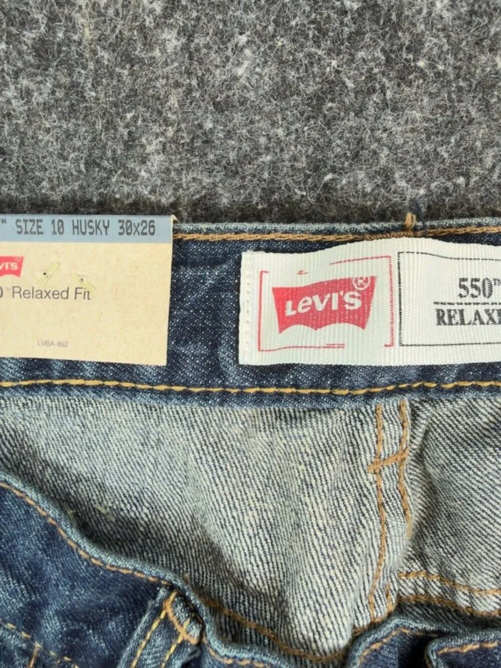 Levi's 550 Relaxed Jeans Boys 10 Husky Blue Cotton Tapered Adjustable Waist NEW